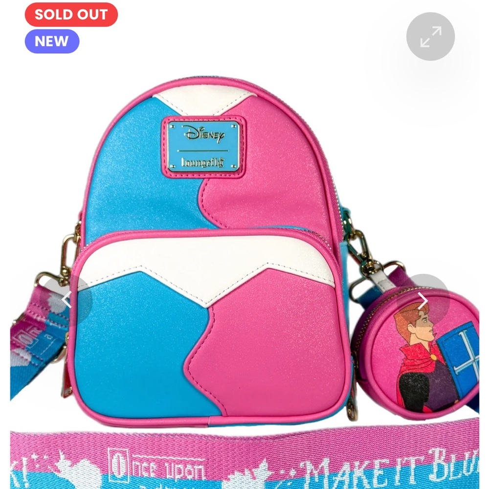 Loungefly make it pink make it blue sleeping beauty convertible exclusive mini b